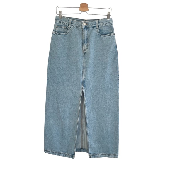 Frank & Oak Denim Jean Skirt Midi Maxi Size Medium With Slit Cotton - Picture 4 of 15